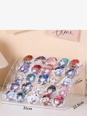 Acrylic Badge Display Stand - Clear Organizer for Colored Character Pins